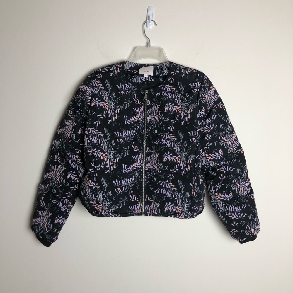 Cinq a Sept Floral Puffer Bomber Cropped Jacket - Picture 5 of 15